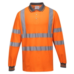 Portwest S271 Long Sleeve Cotton Polo Shirt Orange